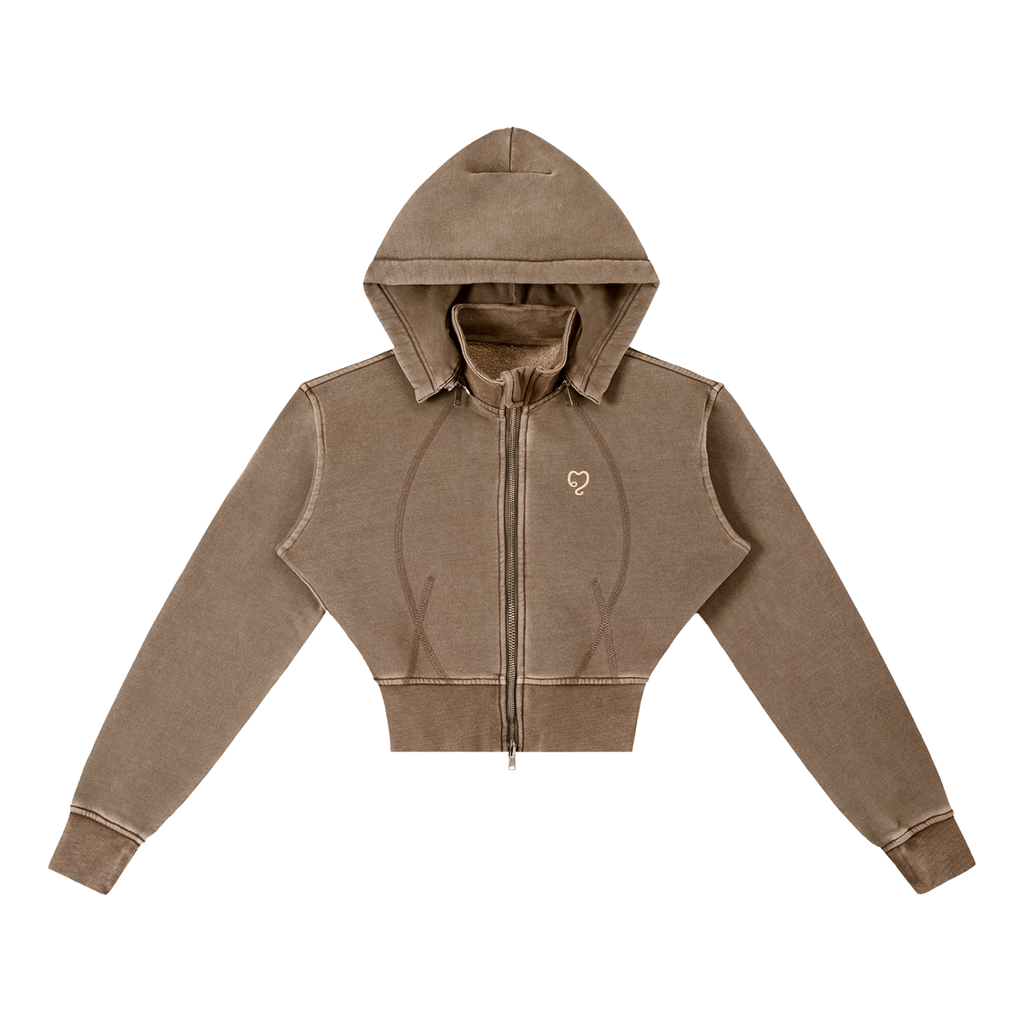 Baby G Washed Cropped Women’s Fleece Hoodie