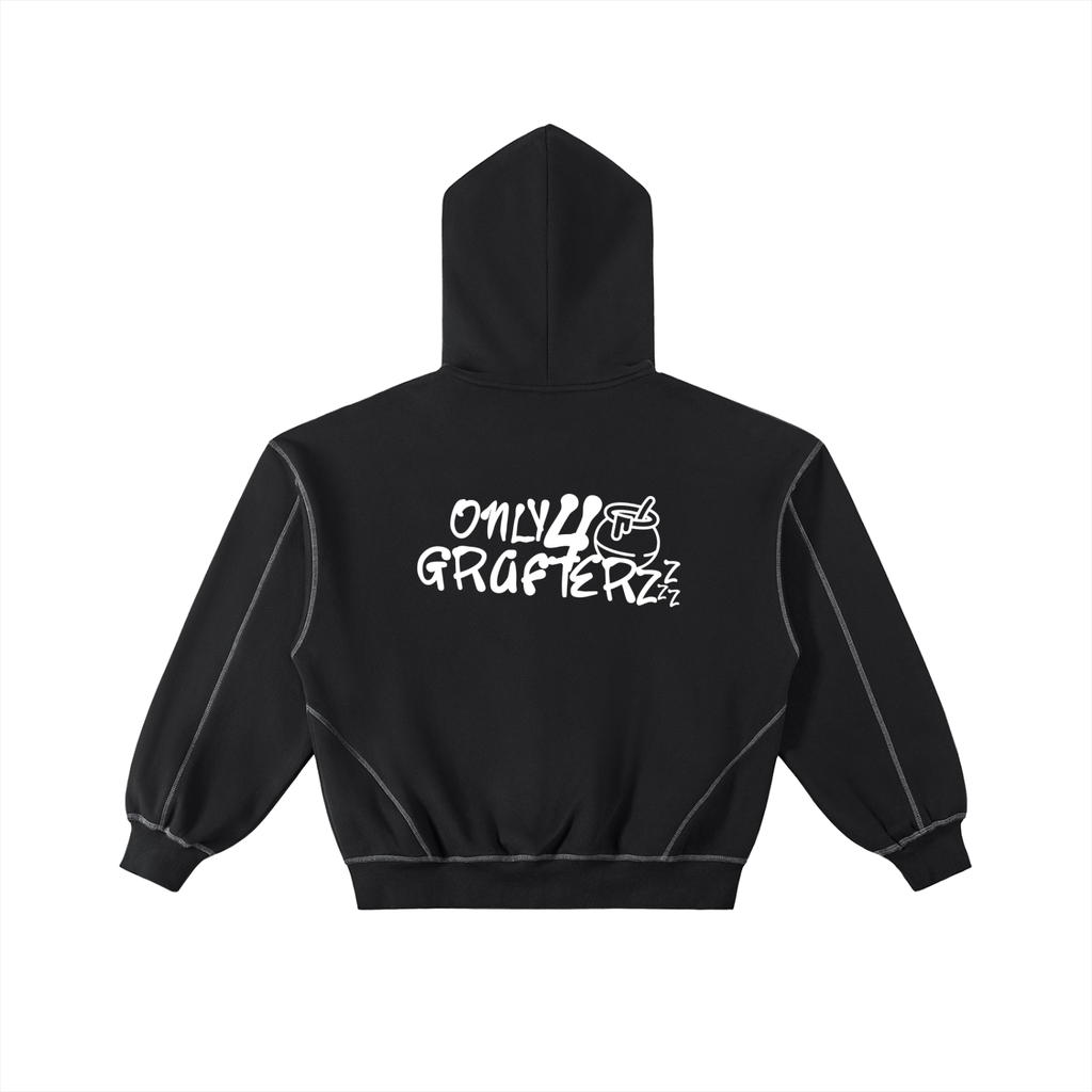 G-Wear Honeypot Unisex Contrast-Stitched Boxy Fleece Zip Hoodie