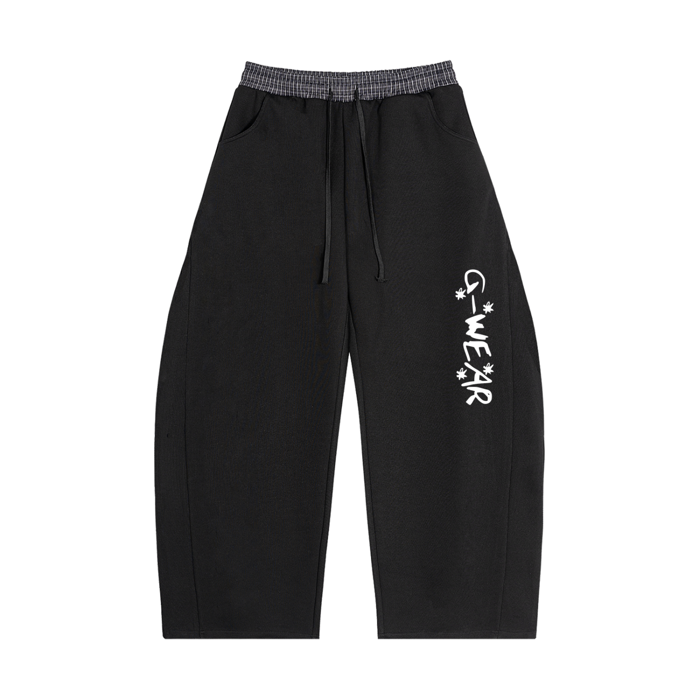 G-Wear Crude Plaid Waistband Unisex Barrel Sweatpants