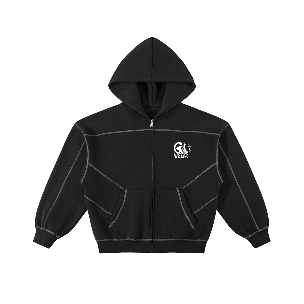 G-Wear Honeypot Unisex Contrast-Stitched Boxy Fleece Zip Hoodie